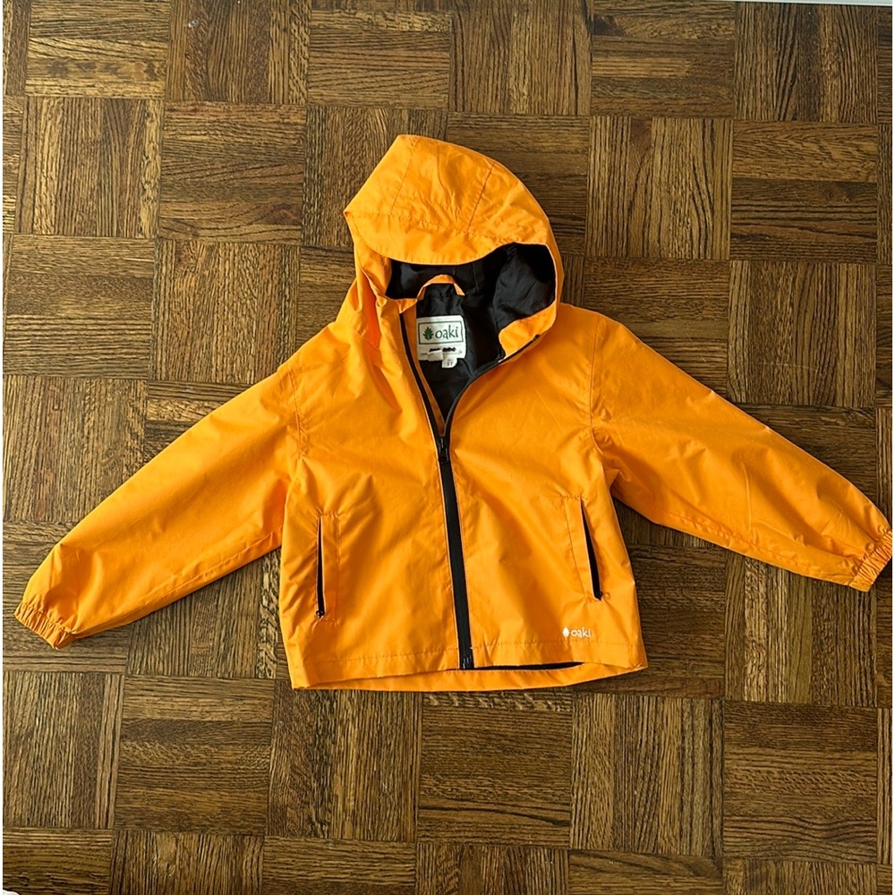 Oaki toddler rain jacket, orange, 3T, EUC